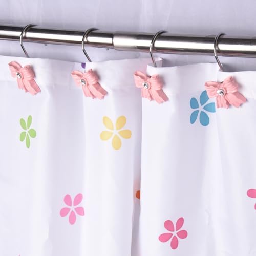 Shower Curtain Hooks, Pink 12 Pack for Bathroom Decor