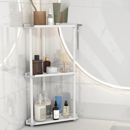 FLE Corner Bathroom Counter Organizer, Bathroom Organizer Countertop White