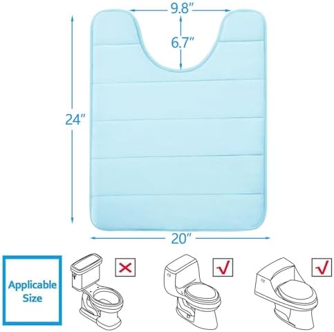 Buganda Memory Foam U-Shaped Toilet Rugs 24 x 20, Absorbent Bathroom mat