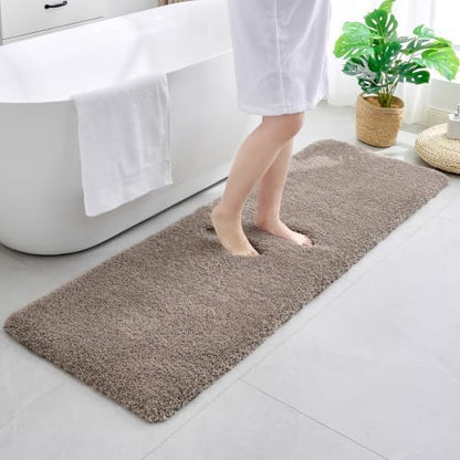Disolla Taupe Grey Bathrom Runner Rug 24x59 - Large Soft Plush Bath Mat, Thick Long Non-Slip Shaggy Floor Mat, Ultra-Absorbent for Master Bathroom Bedroom