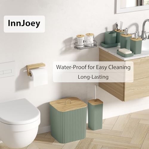 Bathroom Accessory Set - 25PC Bathroom Sets with Shower Curtain and Rugs, Sage Green Bathroom Set, Bathroom Accessories Set, Shower Curtain Sets with Rugs, Bathroom Trash Can & Soap Dispenser