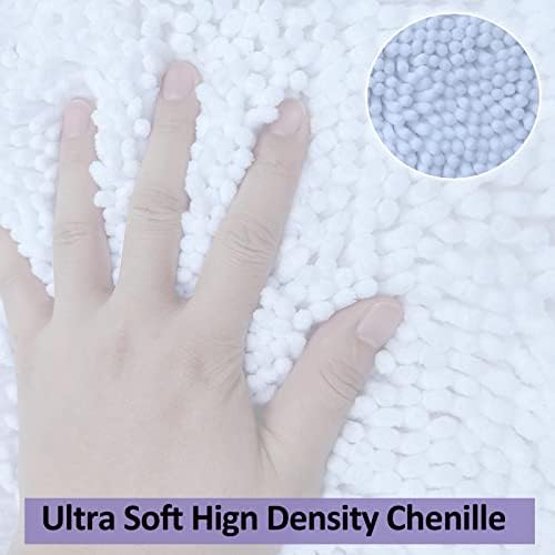 White Bathroom Rugs and Mats Set, 2 Piece Chenille Bath Mat Set, Machine Wash Dry, Non Slip Absorbent Shaggy Bath Rug for Bath Room, Shower and Tub (20" x 32"+16" x 24") Bathroom Rug St Accessories