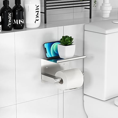 GLNLQ Brushed Nickel Toilet Paper Holder Wall Mount, Fits Mega Rolls Size