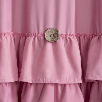 Ruffle Farmhouse Shower Curtain, Pink Vintage Shower Curtains for Bathroom Fabric Cute Rustic Cloth, 72" W X 72" L Inch
