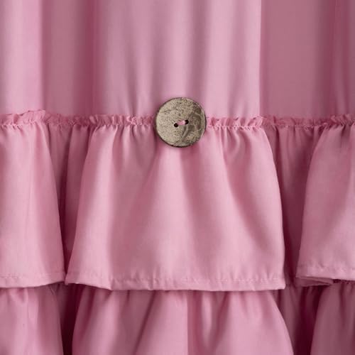 Ruffle Farmhouse Shower Curtain, Pink Vintage Shower Curtains for Bathroom Fabric Cute Rustic Cloth, 72" W X 84" L Inch