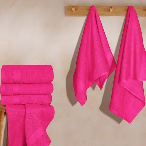 GLAMBURG Ultra Soft 6-Piece Hand Towel Set 16x28-100% Ringspun Cotton - Durable & Highly Absorbent Hand Towels - Ideal for use in Bathroom, Kitchen, Gym, Spa & General Cleaning - Hot Pink