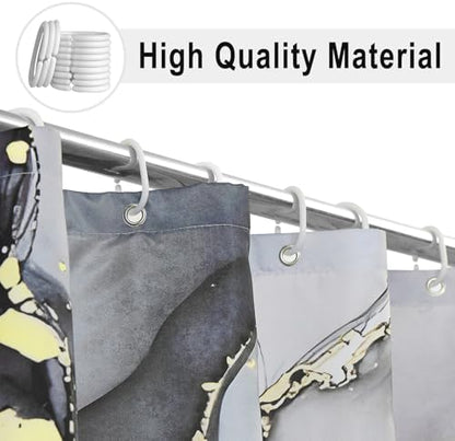 Black Marble Shower Curtain, Modern Abstract Luxury Black Gold Ink Texture Watercolor Art Bathroom Curtains Ombre Machine Washable Waterproof Fabric Bathtub Curtain Set with Hooks 36" Wx72 L