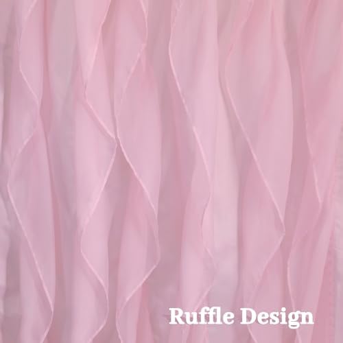 Pink Ruffle Shower Curtains for Bathroom Sheer Shower Curtain, 72in Long