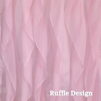 Pink Ruffle Shower Curtains for Bathroom Sheer Shower Curtain, 72in Long