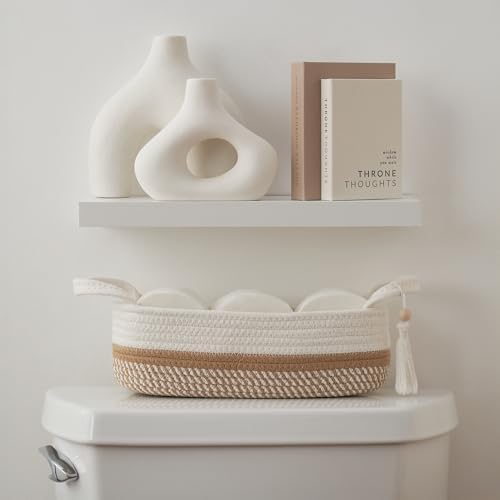 Decorative Toilet Paper Basket - Boho Cotton Rope Bin with Tassel