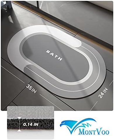 MontVoo Bath Mat - Non Slip, Quick Dry, Stain Resistant Bath Mat Rug for Bathroom Floor - Easy Care Shower Rug for Outside Bathtub - 24"x35" Grey