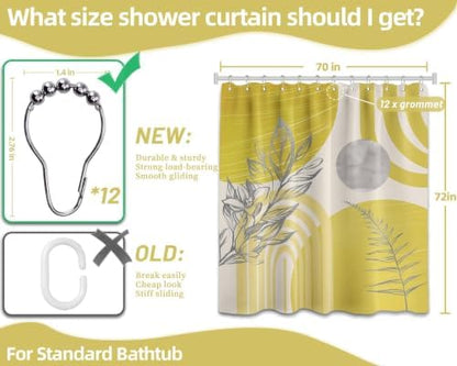 Mustard Yellow Shower Curtain, 72x72 in, Mid Century Modern