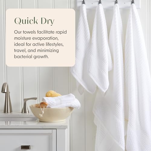 Springtree Home 100% Cotton Hand Towel Set | 6-Pack | Textured | White