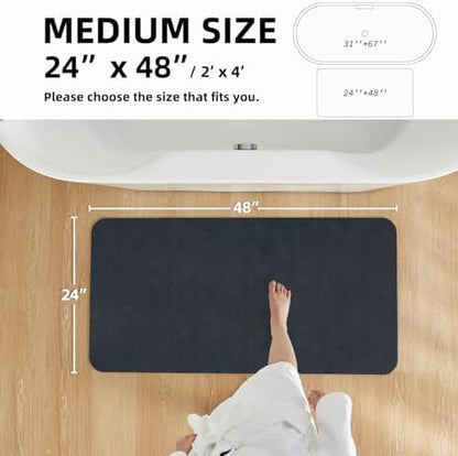 TYUU Thin Bath Mat, Bathroom Rugs Non Slip Washable, 24x48 Navy Blue