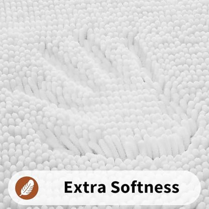 Yimobra Toilet Rugs U Shaped Washable - 24"x20" Non Slip Plush Contour Bath Rugs for Toilet - Super Soft Absorbent Quick Dry Toilet Mats for Bathroom,White