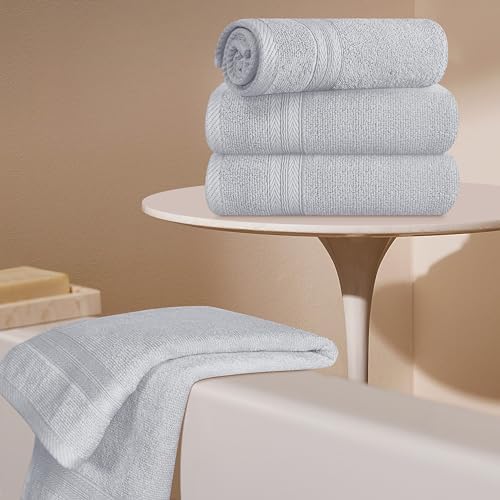 BOUTIQUO Ultra Soft 6-Piece Hand Towel Set 16x28-100% Ringspun Cotton - Durable & Highly Absorbent Hand Towels - Ideal for use in Bathroom, Kitchen, Gym, Spa & General Cleaning - Light Grey