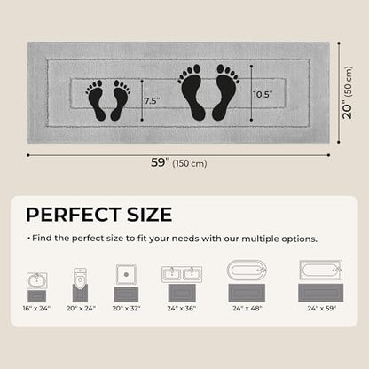 GRANNY SAYS Gray Bathroom Rug 59" x 20", Non-Slip Microfiber Bath Mat