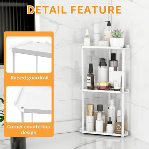 Jesginboo 3 Tier Bathroom Counter Organizer, Vanity Organizer Corner Shelf