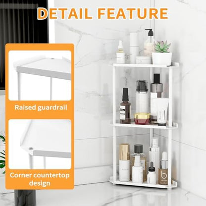 Jesginboo 3 Tier Bathroom Counter Organizer, Vanity Organizer Corner Shelf