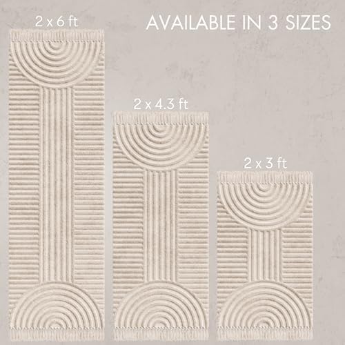 Beautiful 2x6 ft Boho Runner Rug with Tassels - Soft Cotton for Hallway