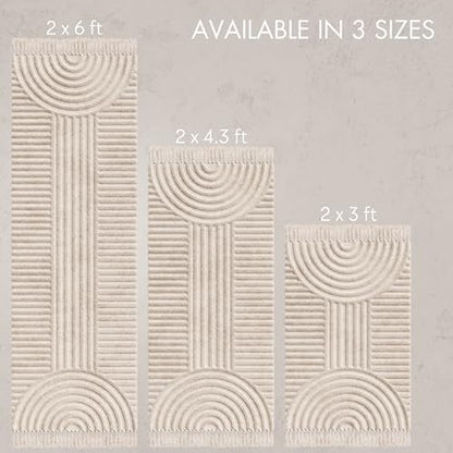 Beautiful 2x6 ft Boho Runner Rug with Tassels - Soft Cotton for Hallway