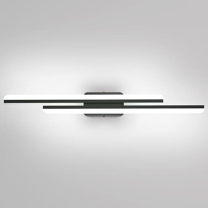 Ralbay 40" LED Black Vanity Light 40W Frosted Aluminum Modern LED Black Bathroom Vanity Light Fixtures Over Long Mirror LED Modern Bath Lighting 6000K White Light
