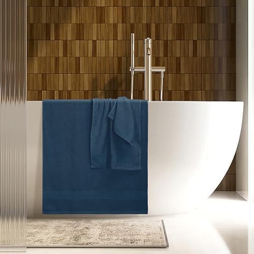 Belizzi Home 8 Piece Towel Set 100% Ring Spun Cotton, 2 Bath Towels 27x54, 2 Hand Towels 16x28 and 4 Washcloths 13x13 - Ultra Soft Highly Absorbent Machine Washable Hotel Spa Quality - Mineral Blue