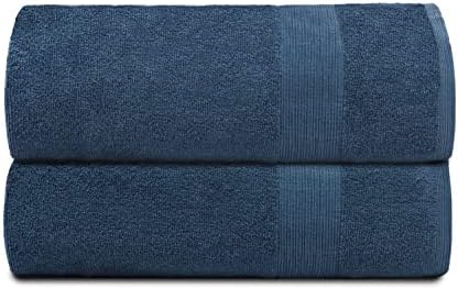 Belizzi Home Premium Cotton Oversized 2 Pack Bath Sheet 35x70-100% Pure Cotton - Ideal for Everyday use - Ultra Soft & Highly Absorbent - Machine Washable - Mineral Blue