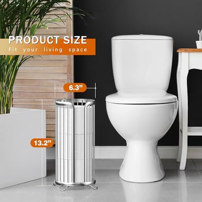 Toilet Paper Holder Stand, Freestanding Toilet Paper Storage,Silver