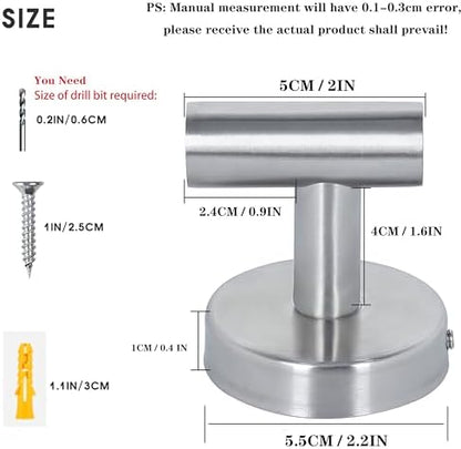 8 Pcs Silver Bathroom Towel Hook Robe Towel Hooks Coat Wall Hook Stainless Steel Heavy Duty Door Hanger Towel Robe Clothes Cabinet Closet Sponges Hook for Bathroom Bedroom Kitchen Hotel Pool