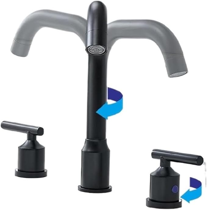 Faucet Bathroom WashBasin Sink Solid Brass Handles Bathtub Mixer Tap 3 Holes Basin Faucet Set Lead(Brushed) Faucet