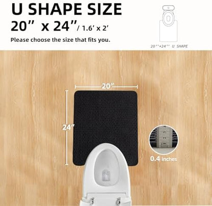 TYUU Black Toilet Rug, Thin Toilet Rugs U Shaped Washable Non Slip Absorbent Quick Dry Low Pile Toilet Mat, Black 20''x24'' U Shape