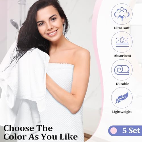 Mixweer 20 Pcs Bath Towel and Washcloths Set for Bathroom, White