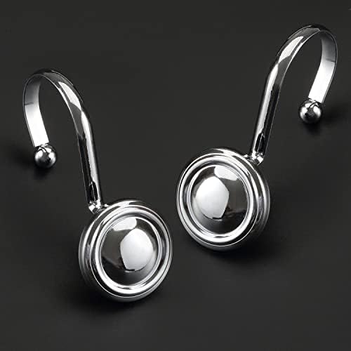 CHICTIE Chrome Shower Curtain Hooks Rings, Decorative Silver Shower Hook for Shower Curtain, Rustproof Modern Shower Rings Hangers for Bathroom Curtains Rods, Set of 12
