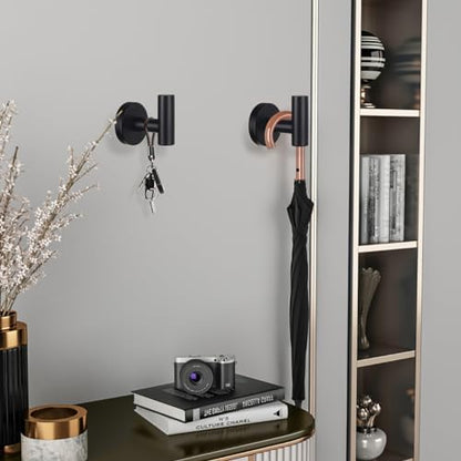 2 Pack Bathroom Towel Hooks Wall Mount Hooks Matte Black Towel Racks Coat Hooks, Heavy Duty Robe Hook Holder for Kitchen Garage Home Hotel Office Cabinet