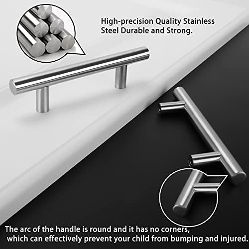 homdiy Cabinet Handles Brushed Nickel 40 Pack 3-1/2in(90mm) Hole Center Drawer Pulls Stainless Steel Kitchen Drawer Door Handles for Dresser Drawers