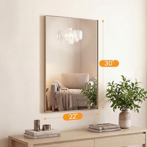 NEWBULIG 22"x30" Wall Mirror, Bathroom Mirrors for Over Sink, Gold