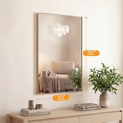NEWBULIG 22"x30" Wall Mirror, Bathroom Mirrors for Over Sink, Gold