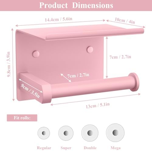 Toilet Paper Holder with Shelf Wall Mounted Toilet Paper Roll Dispenser