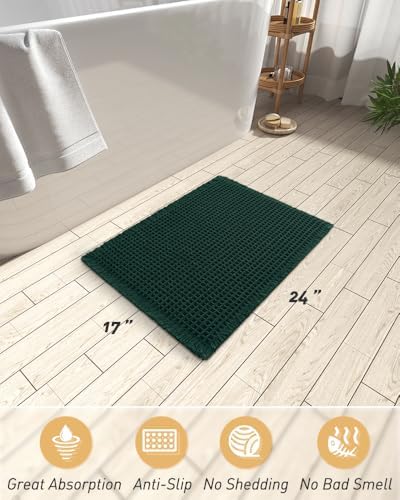 Upgraded Waffle Bath Mat Ultra Absorbent Non Slip Bathroom Mat, 17" x 24"