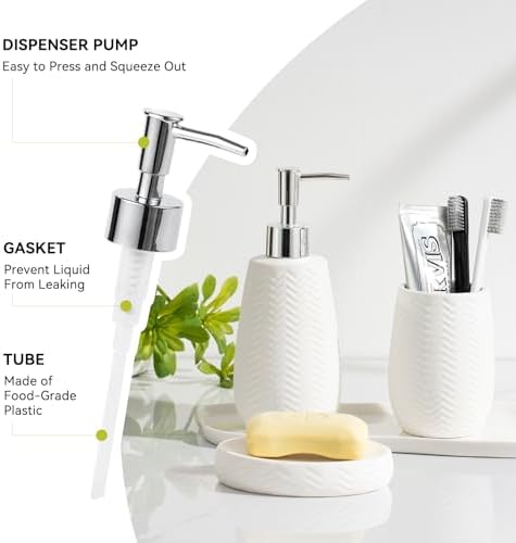 Modern Farmhouse White Ceramic Bathroom Accessory Set