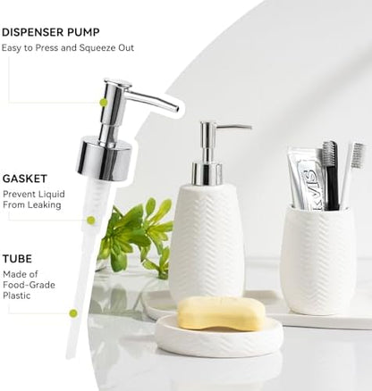 Modern Farmhouse White Ceramic Bathroom Accessory Set