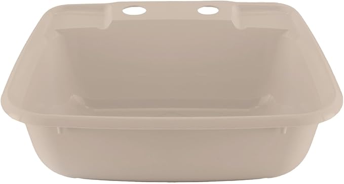 RecPro Rectangle RV Bathroom Sink | Single Bowl Lavatory Sink | Camper Sink | Plastic (Tan)