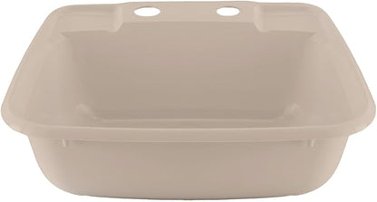 RecPro Rectangle RV Bathroom Sink | Single Bowl Lavatory Sink | Camper Sink | Plastic (Tan)