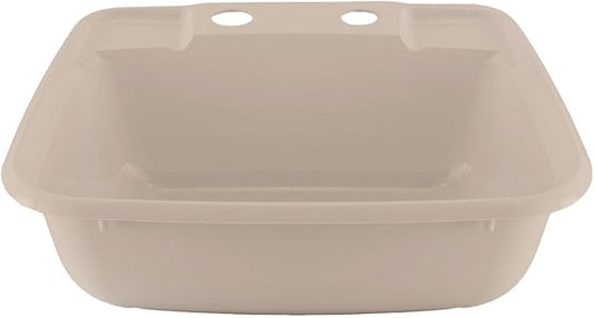 RecPro Rectangle RV Bathroom Sink | Single Bowl Lavatory Sink | Camper Sink | Plastic (Tan)