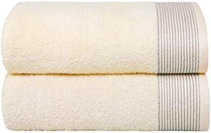 BELIZZI HOME 2 Pack Oversized Cotton Bath Towels, 28x55 inches, Ivory, Ultra Absorbent, Quickdry & Lightweight