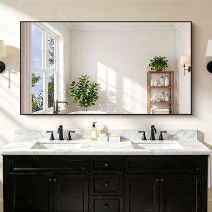 COFENY 66x36 Black Bathroom Mirror, Large Rectangle Mirrors for Over Sink
