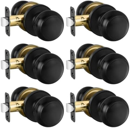 Haidms 6 Pack Matte Black Passage Door Knobs, Black Closet Door Knobs,Passage Doorknobs Interior for Closet or Hall, Hallways