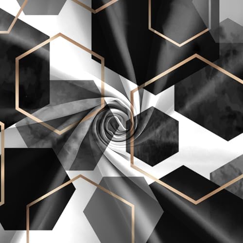 deFouliao Black Shower Curtain Modern Abstract Geometric Grid Bathroom Curtain Sets for Bathtub Home Art Decor, Waterproof Fabric Washable with Hooks, 72x96 Inch