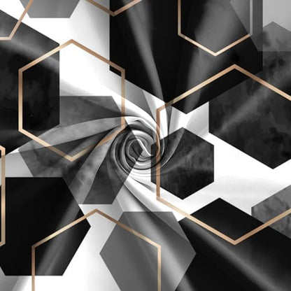 deFouliao Black Shower Curtain Modern Abstract Geometric Grid Bathroom Curtain Sets for Bathtub Home Art Decor, Waterproof Fabric Washable with Hooks, 72x96 Inch